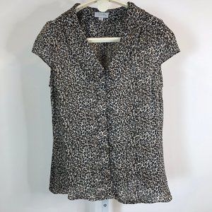 Tahari Animal Print Top M